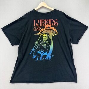 Lurking Class T-Shirt Mens XXL Black Faded Mushroom Reaper Graphic Tee Y2K Skull